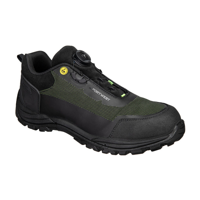 PÓŁBUTY OCHRONNE FE05 - S3S ESD SR FO CZARNO/ZIELONE PORTWEST