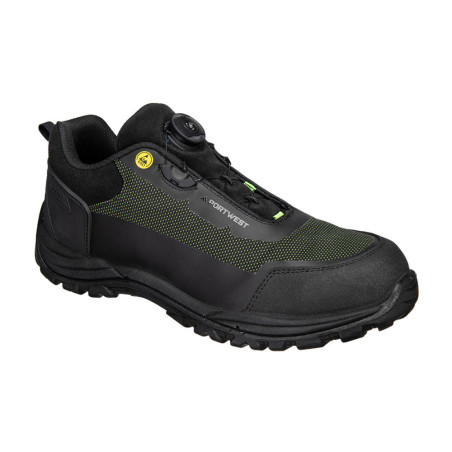 PÓŁBUTY OCHRONNE FE05 - S3S ESD SR FO CZARNO/ZIELONE PORTWEST