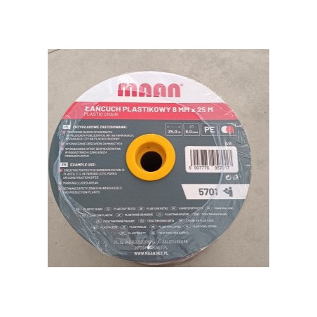ŁAŃCUCH PLASTIKOWY BIAŁO CZERWONY 8MM -25 MB NA SZPULI
